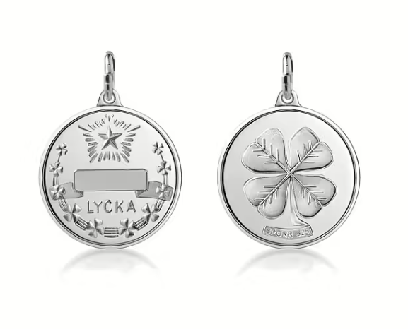 Lyckopenning Hänge Liten Silver 15 mm